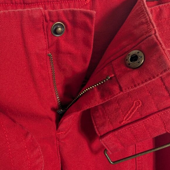 Moda International Women's Y2K Red Cotton Pants Size 12 Low rise Wide belt - Picture 12 of 13